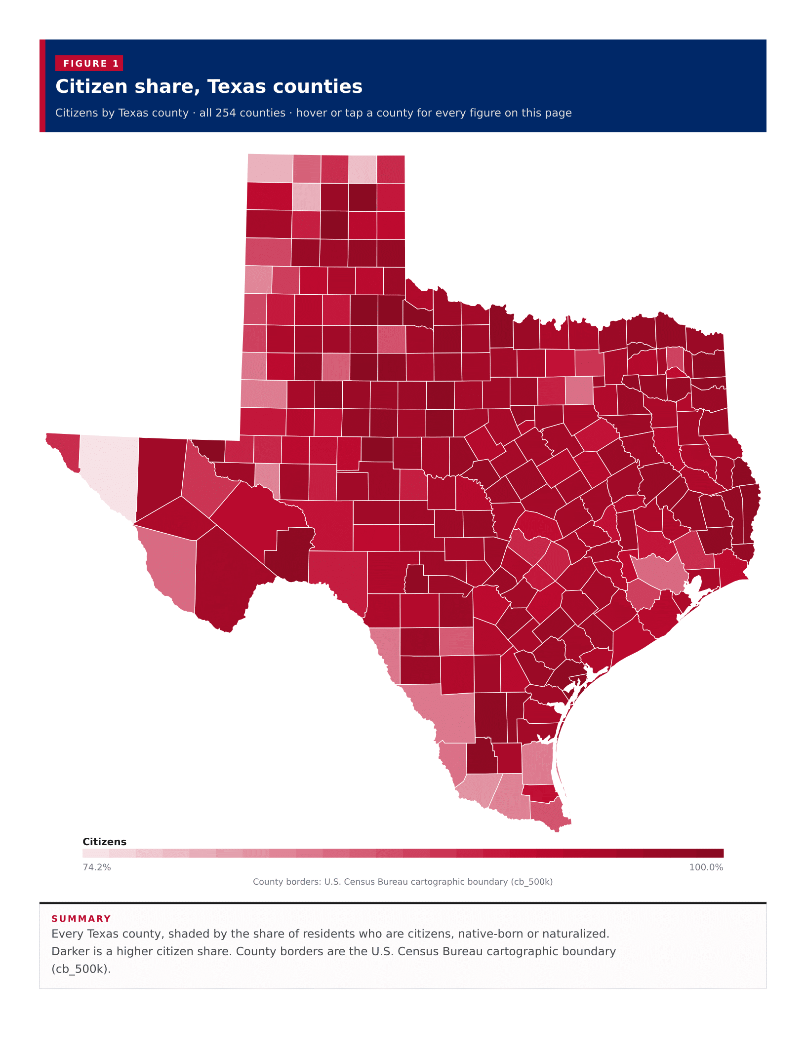 Figure 1: Citizen share, Texas counties Figure 1: Citizen share, Texas counties