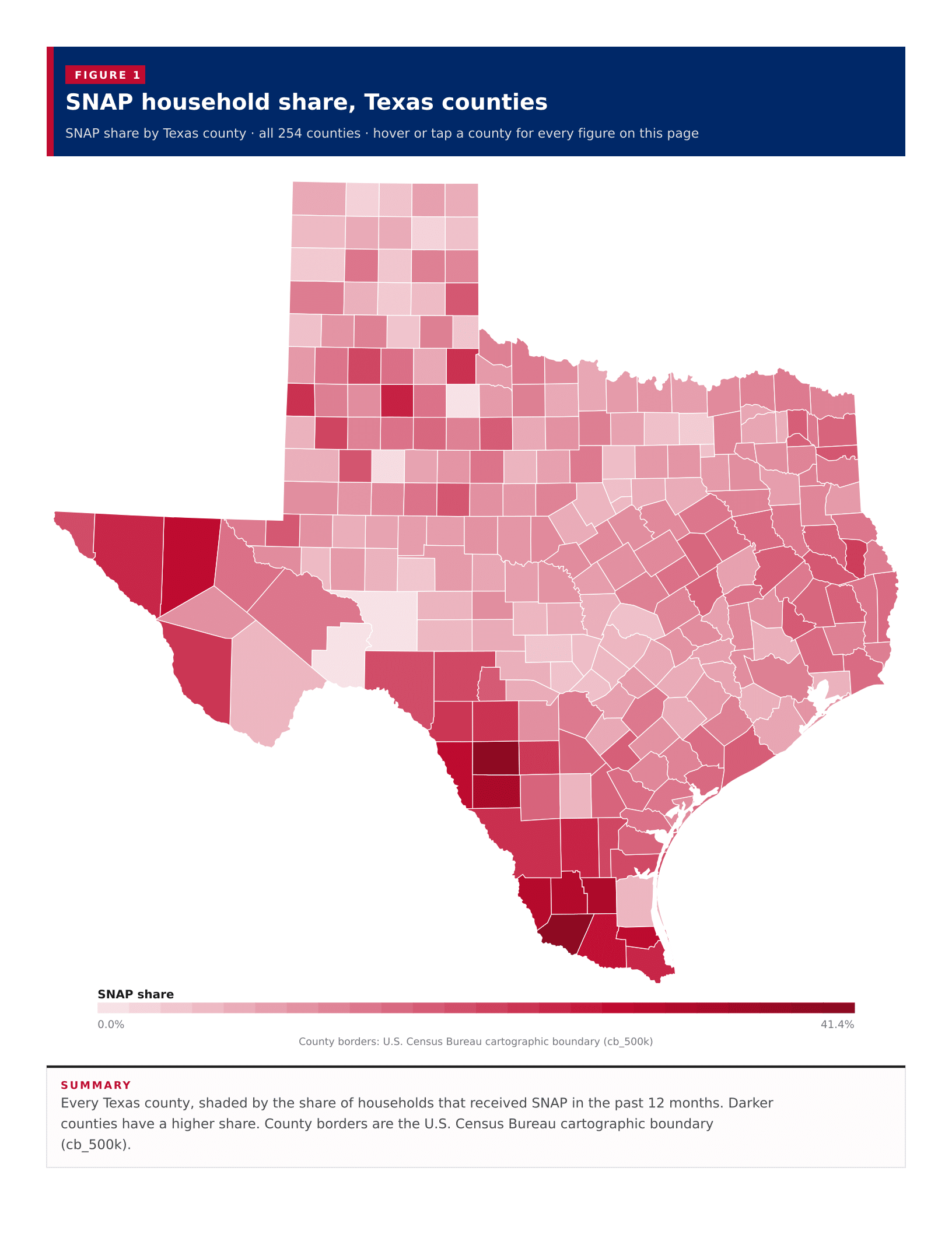Figure 1: SNAP household share, Texas counties Figure 1: SNAP household share, Texas counties